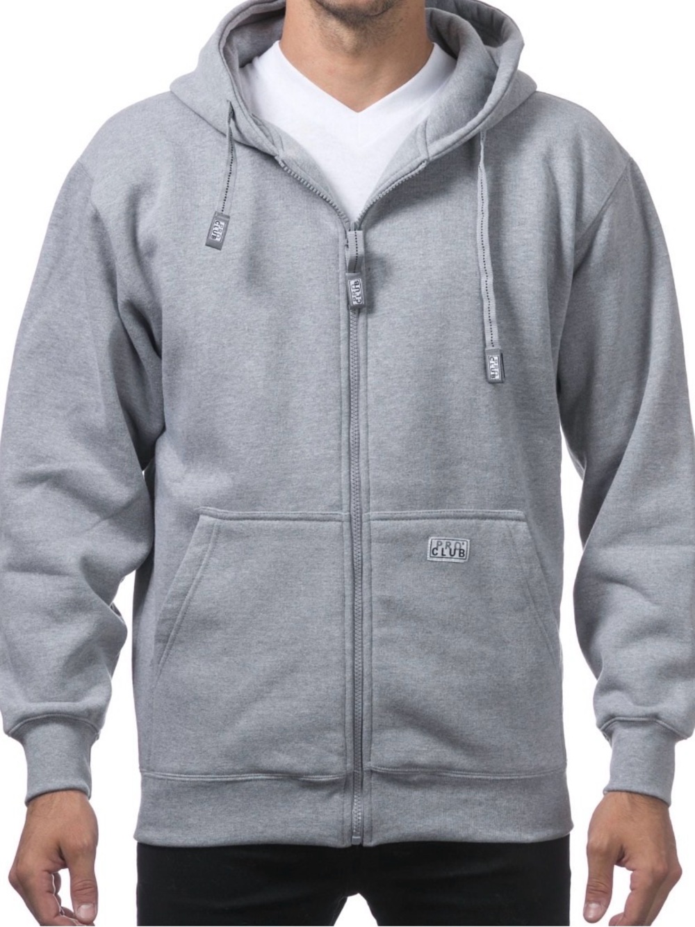 Men's Gray Full-Zip Hooded Sweatshirt